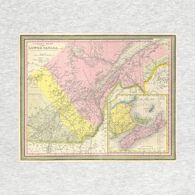 Vintage Map of Eastern Canada (1850) by Bravuramedia